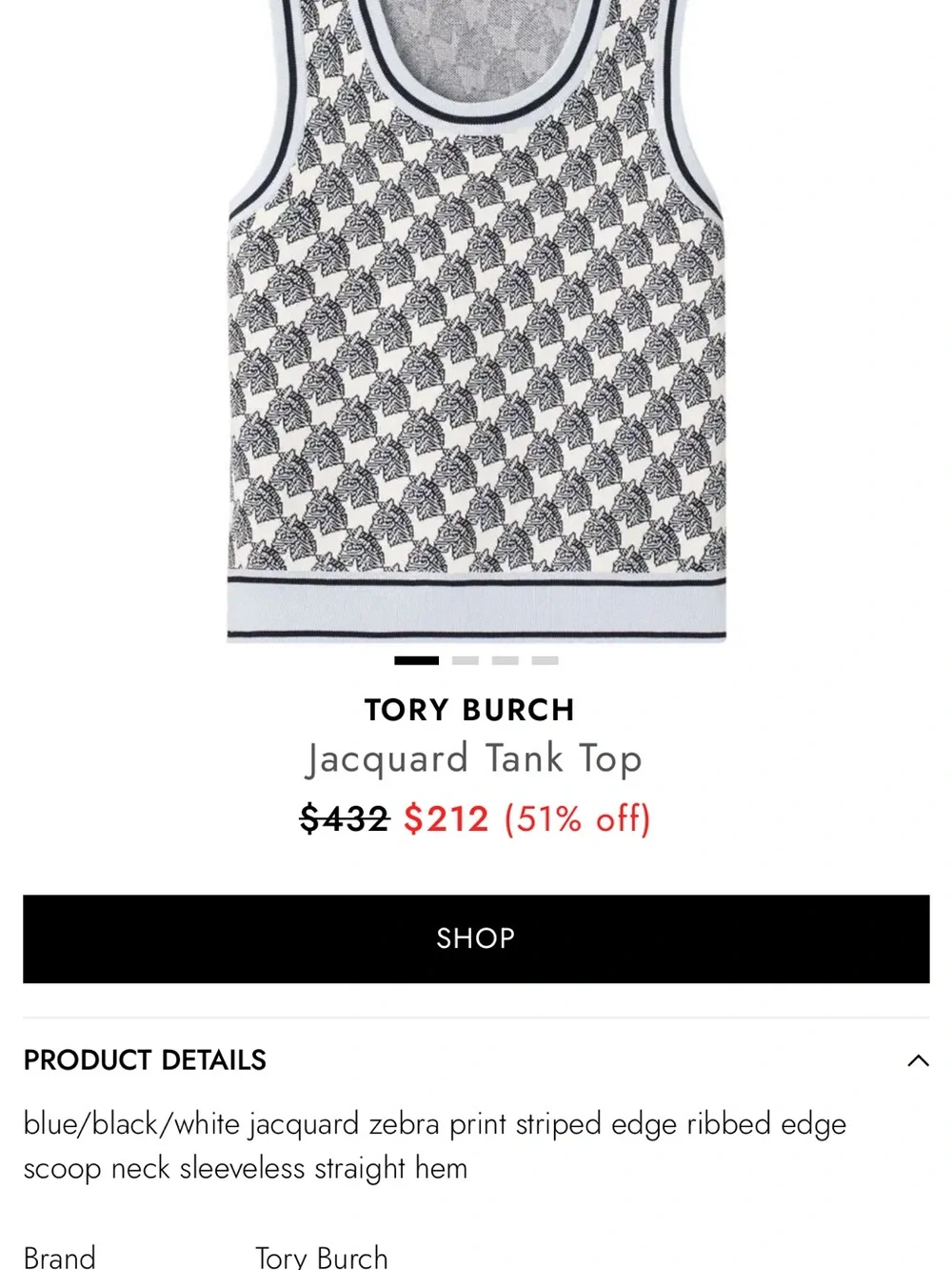 Tory Burch Zebra Vest Sleeveless Sweater
